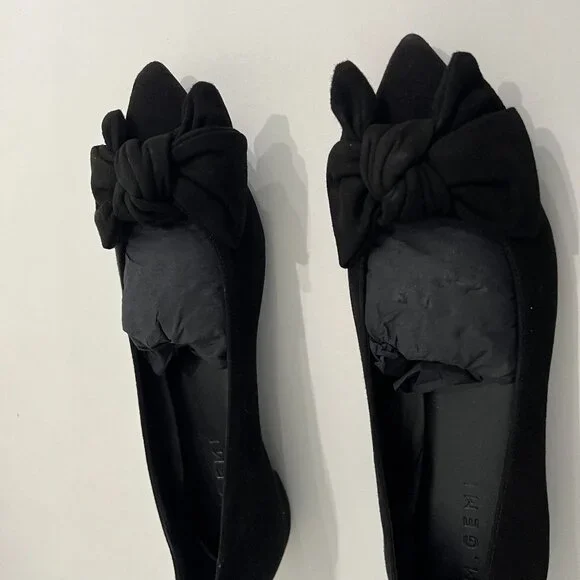 NWOT M.Gemi Pointed Toe Flats with Bow - Black Suede - Size 39 - Picture 7 of 11
